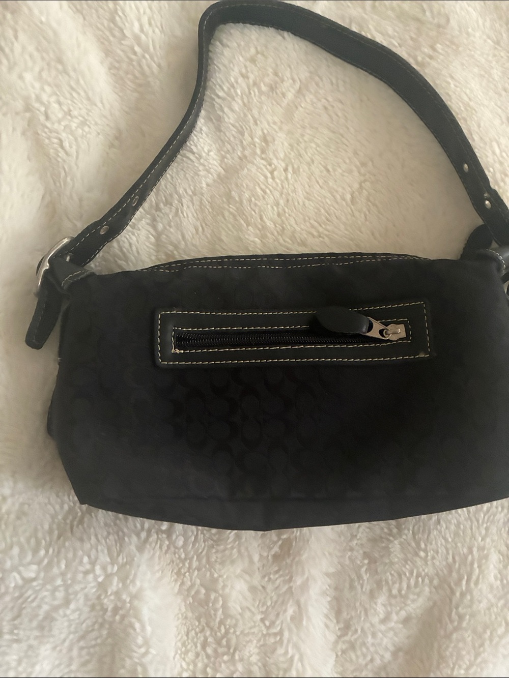 Coach Black Mini Shoulder Bag with Front Zip